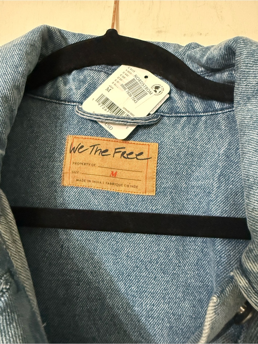 Free People Annie’s Flower Boho Trucker Denim Jacket - Size M NWT - Picture 6 of 11